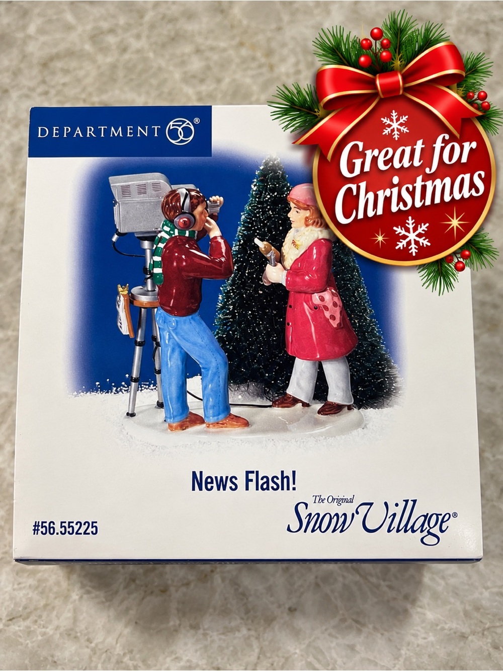 Department 56 Red and Blue Reporter & Cameraman Figurine Set